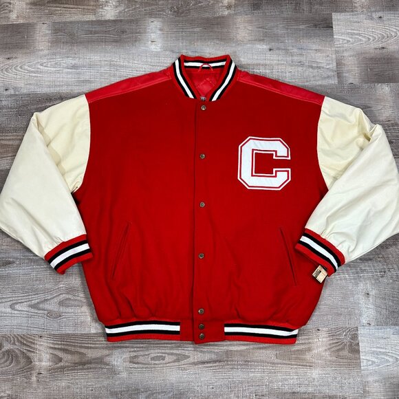 NWT Steve & Barry’s University Sportswear Varsity Jacket XXL Red/ Ivory "Cocks" - Picture 1 of 15